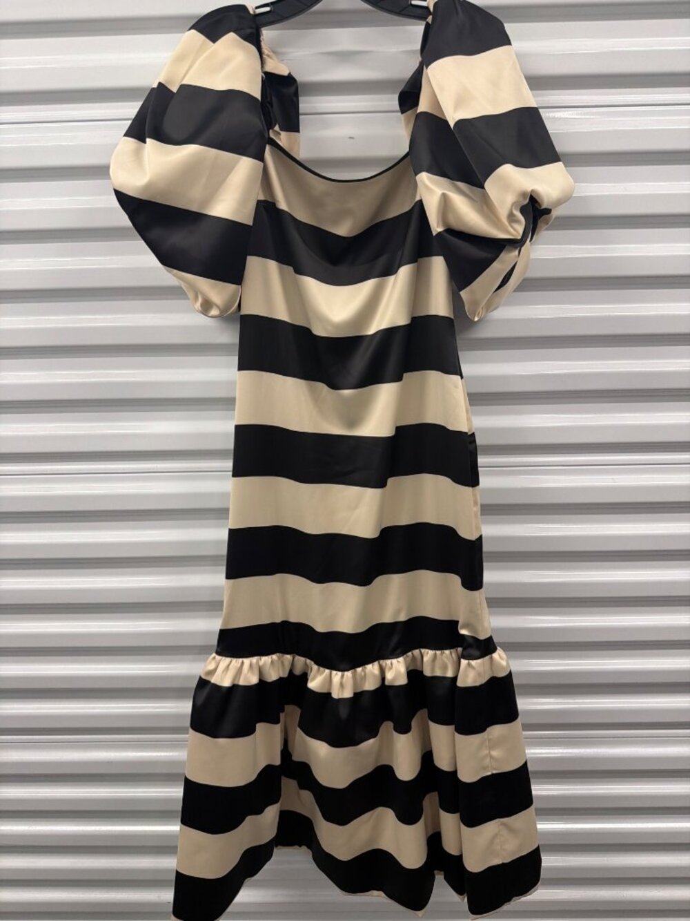 Caroline Constas Angela Gown Black Ivory Stripe Womens Size Large - Picture 7 of 13